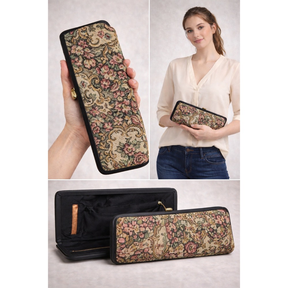 Peck & Peck Tapestry Clutch Women Small Multicolor Excellent Vintage Cottagecore